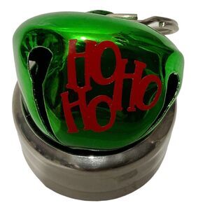 Green Metal Jingle Sleigh Bell Keychain Embellished For The Season Christmas